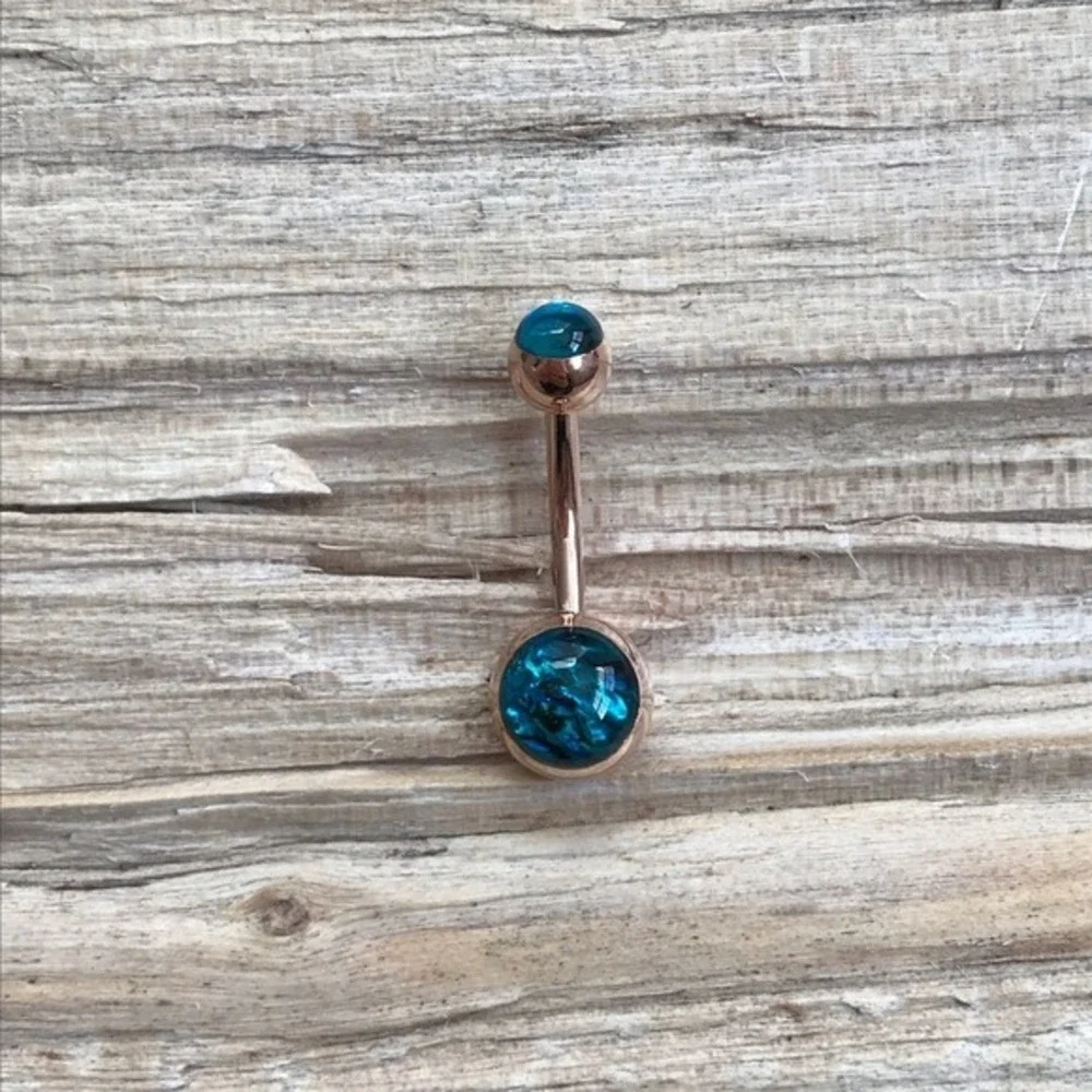 Abalone Shell Rose Gold Belly‎ Button Ring